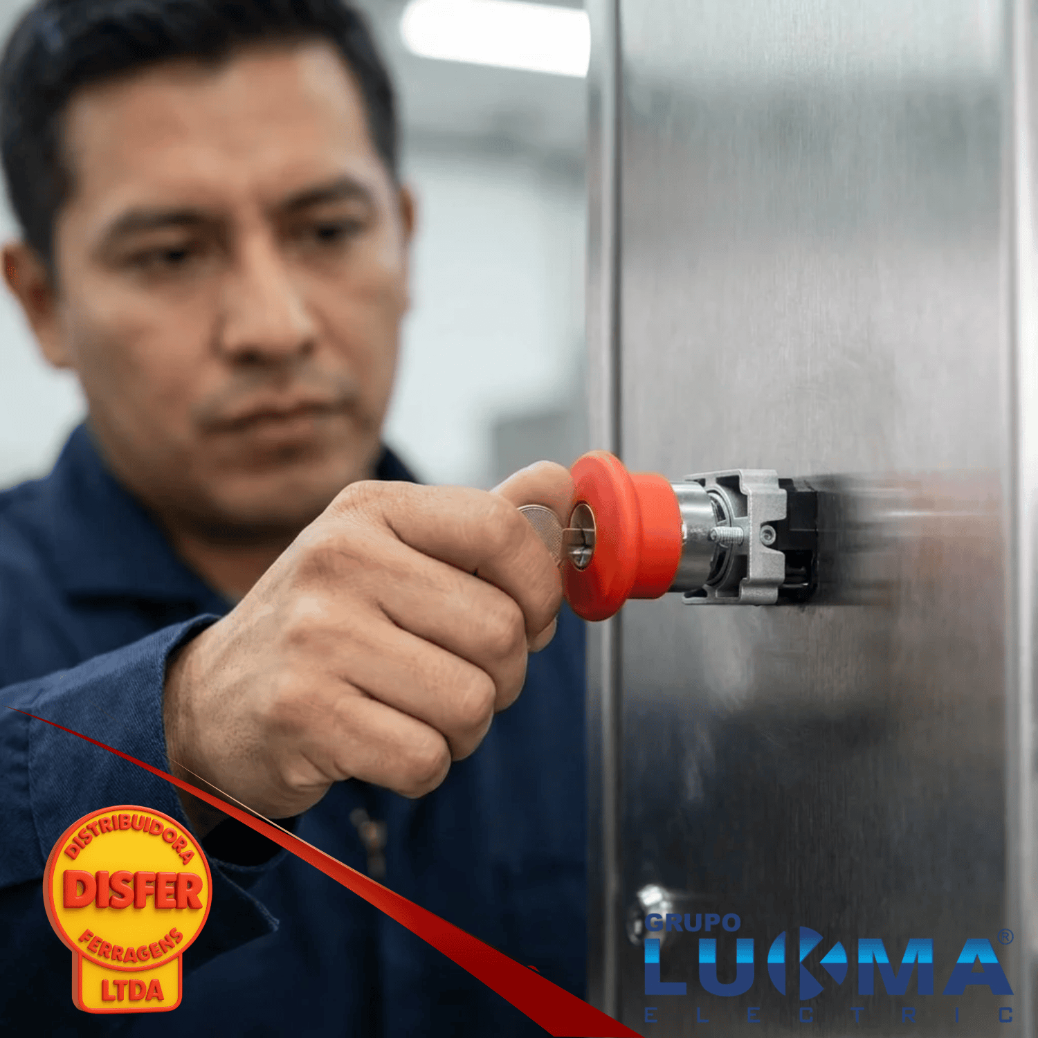 Botao de emergencia com chave lukma-