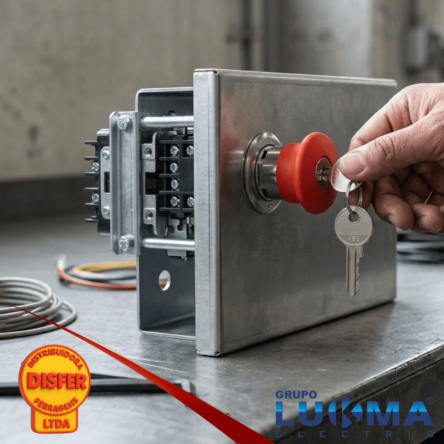 Botao de emergencia com chave lukma--