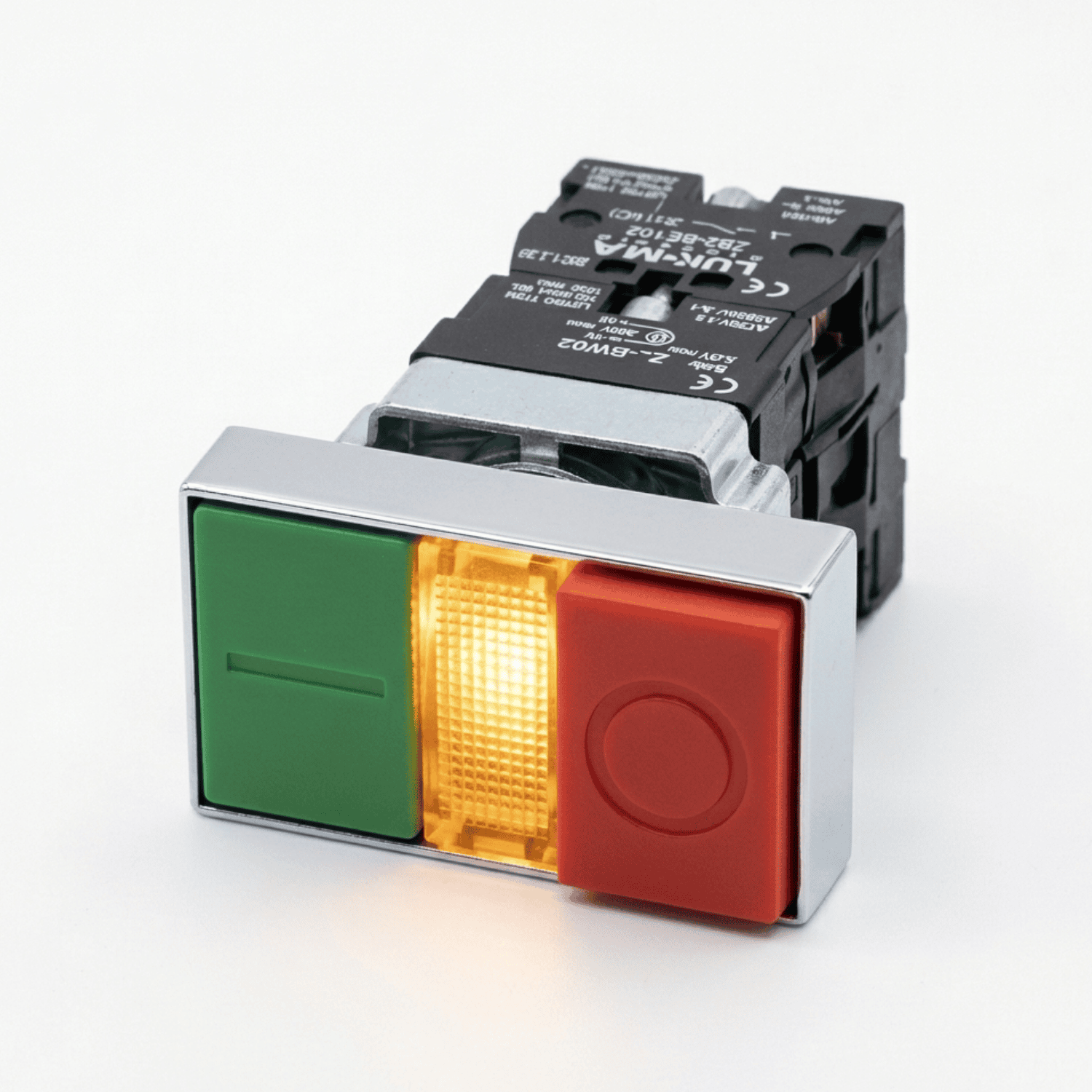 Botão duplo iluminado na nf metal lukma