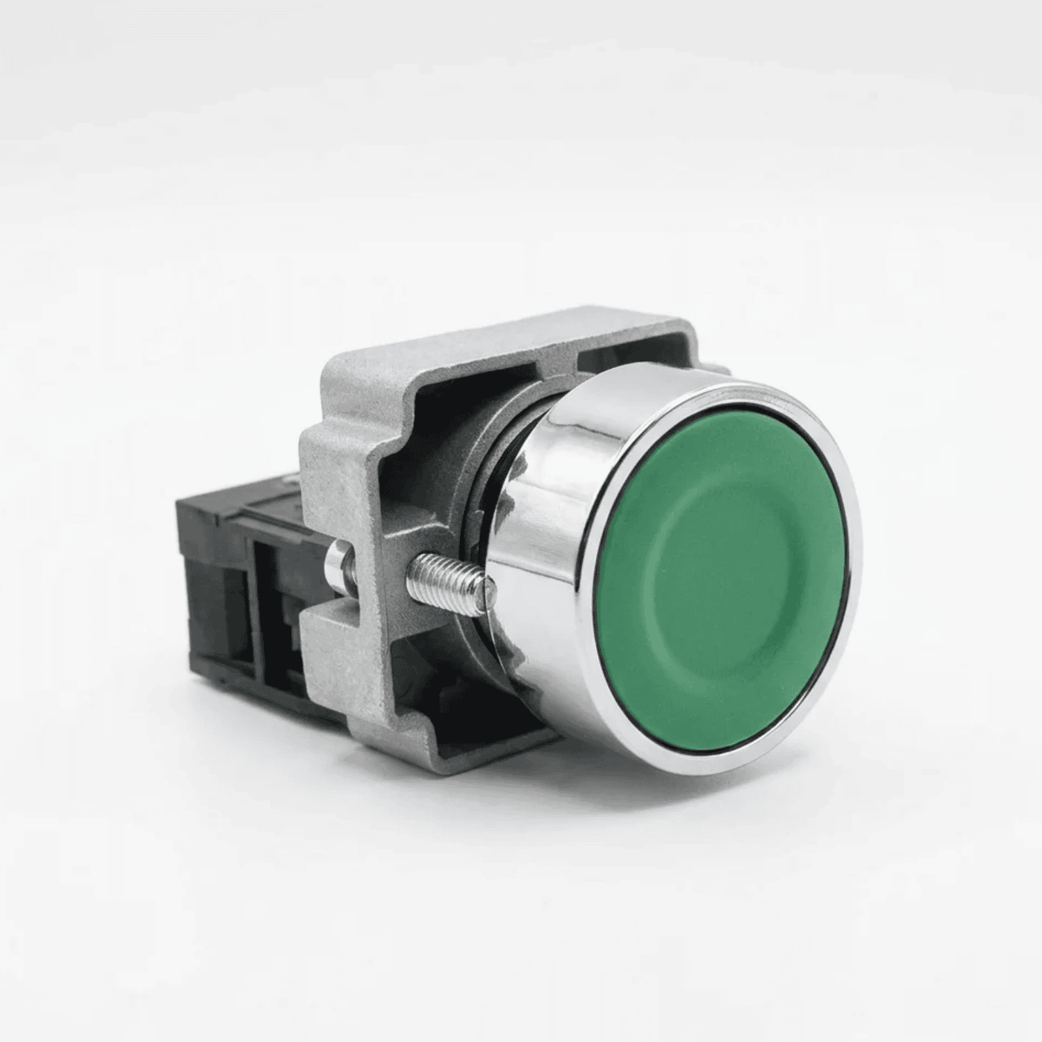 Botão pulsante metal verde lukma