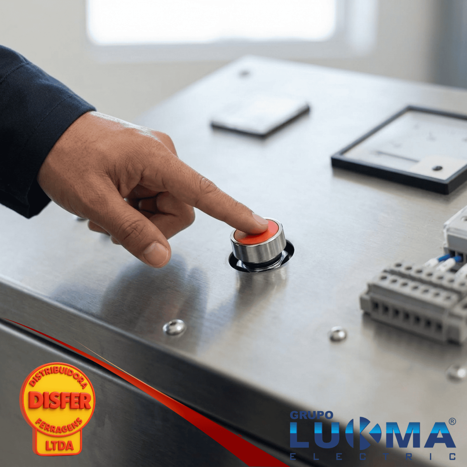 Botão pulsante metal vermelho lukma-