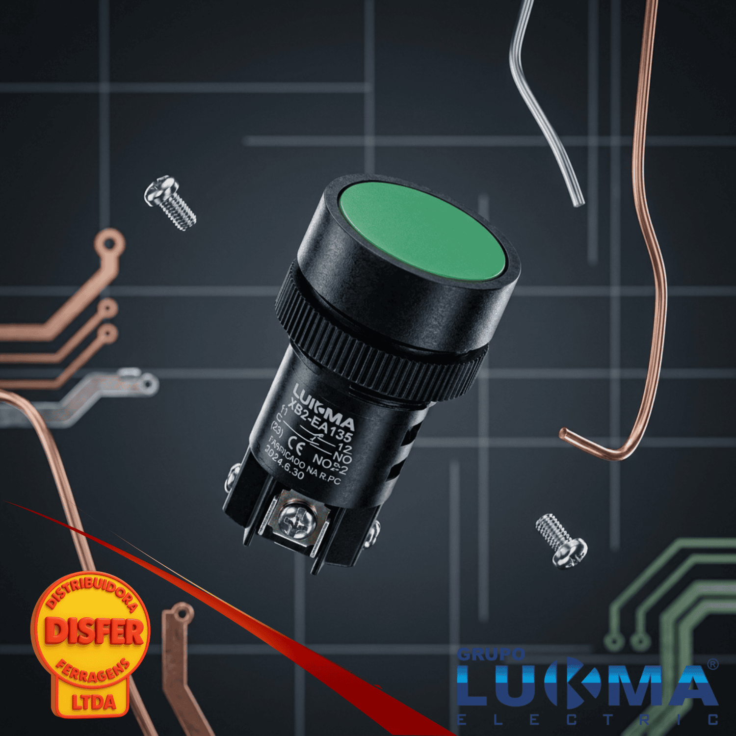 Botão pulsante verde lukma-
