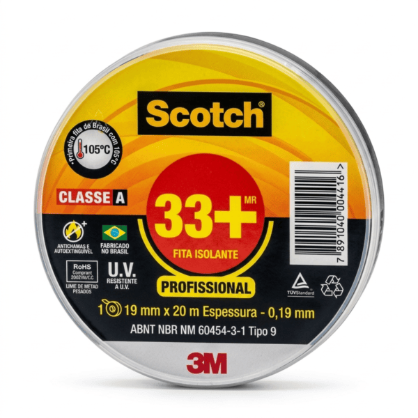 Fita Isolante Profissional 33+ 19mm x 20m Preta – 3M Scotch