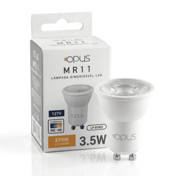 Lâmpada LED Dimerizável Mini Dicróica IRC 95 GU10 MR11 3,5W 210lm 2700K 127V – Opus