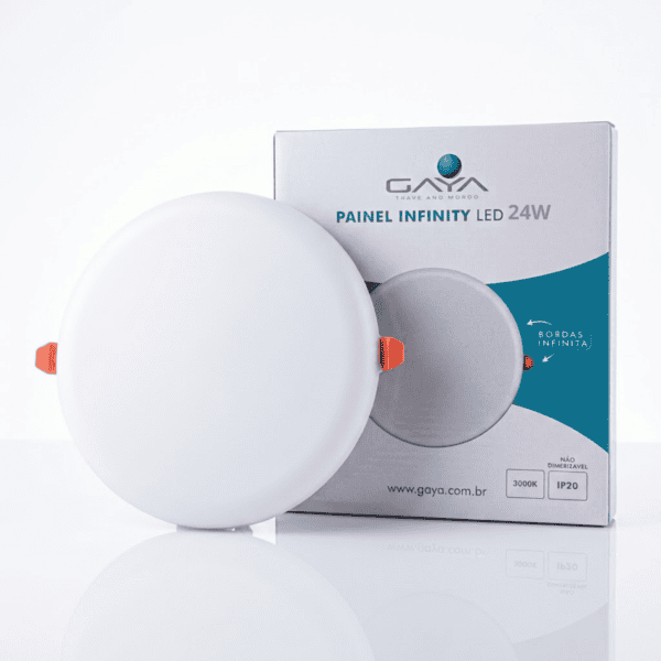 Painel Infinity Semi Embutido 24W 3000K 1920lm Bivolt Redondo Borda Infinita - Gaya