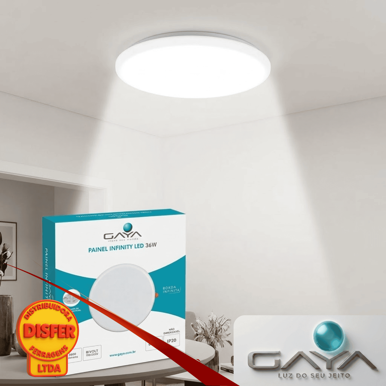 Painel LED Infinity 36W 6000K Gaya---