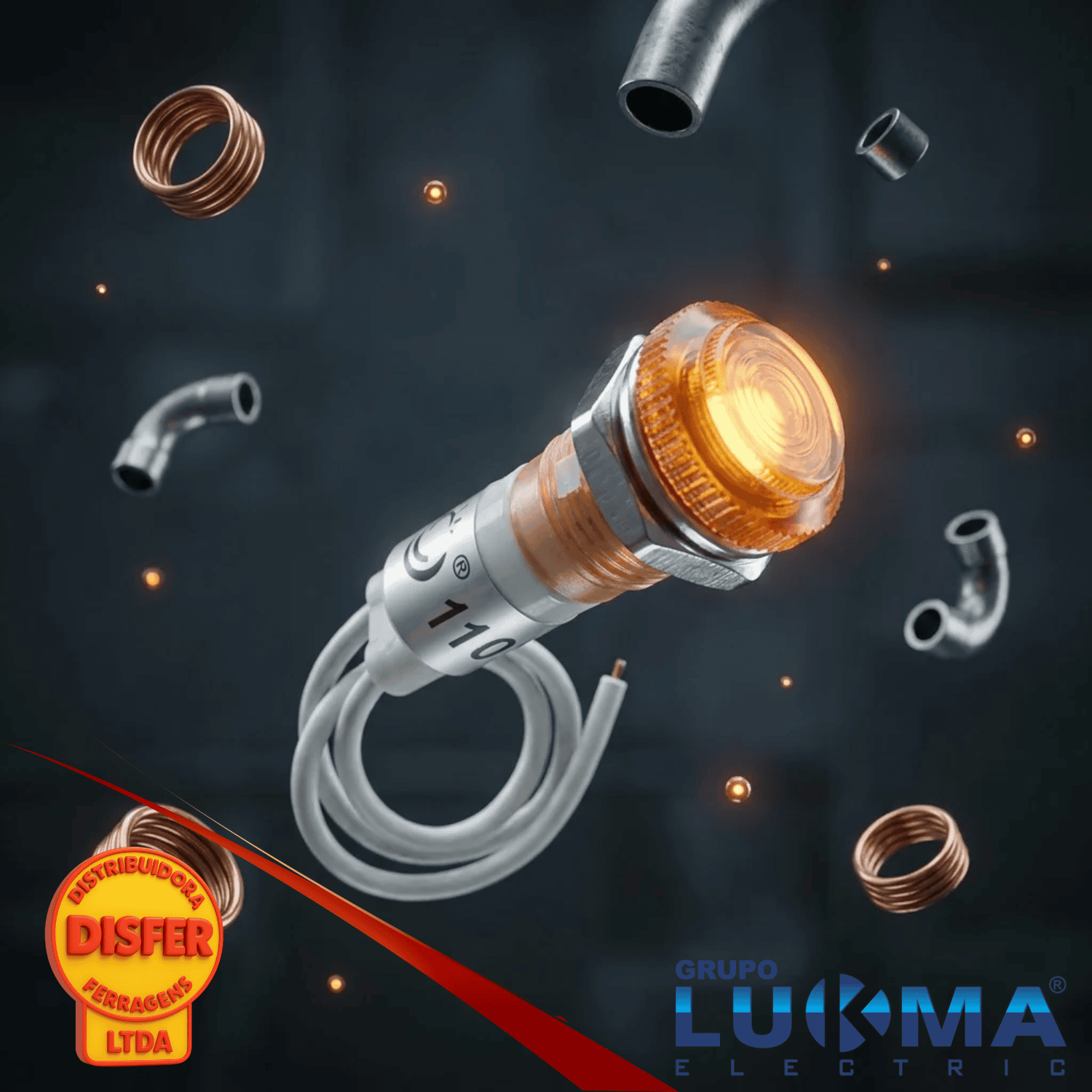Sinaleiro 110V Olho de boi amarelo lukma-
