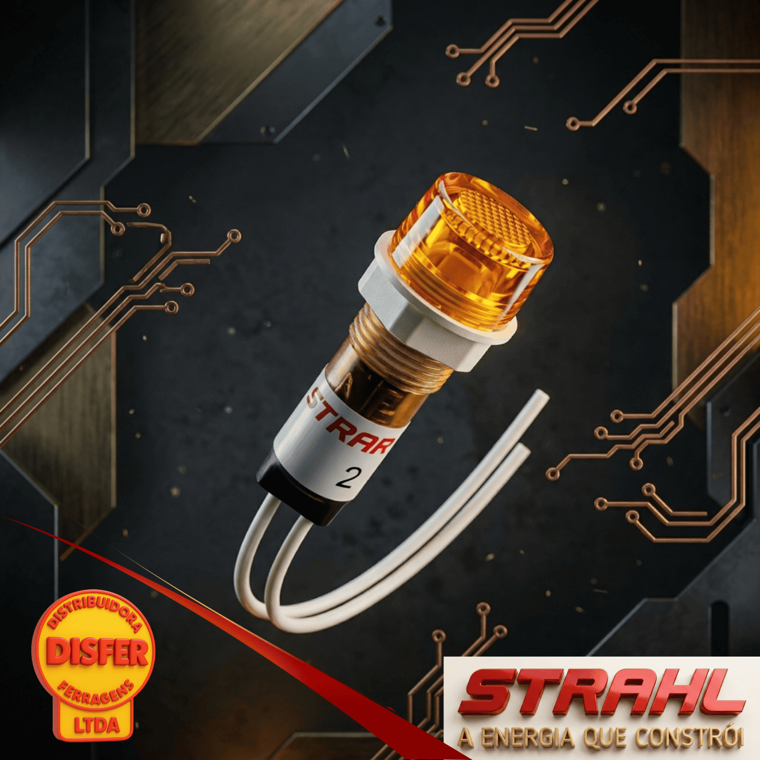 Sinaleiro 220V Olho de boi amarelo strahl-