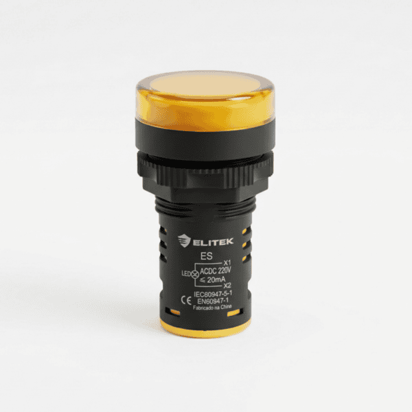 Sinaleiro LED Amarelo 22mm 220V para Painel Elétrico - Elitek