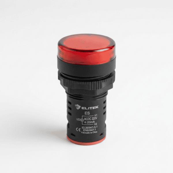 Sinaleiro LED Vermelho 22mm 220V para Painel Elétrico - Elitek