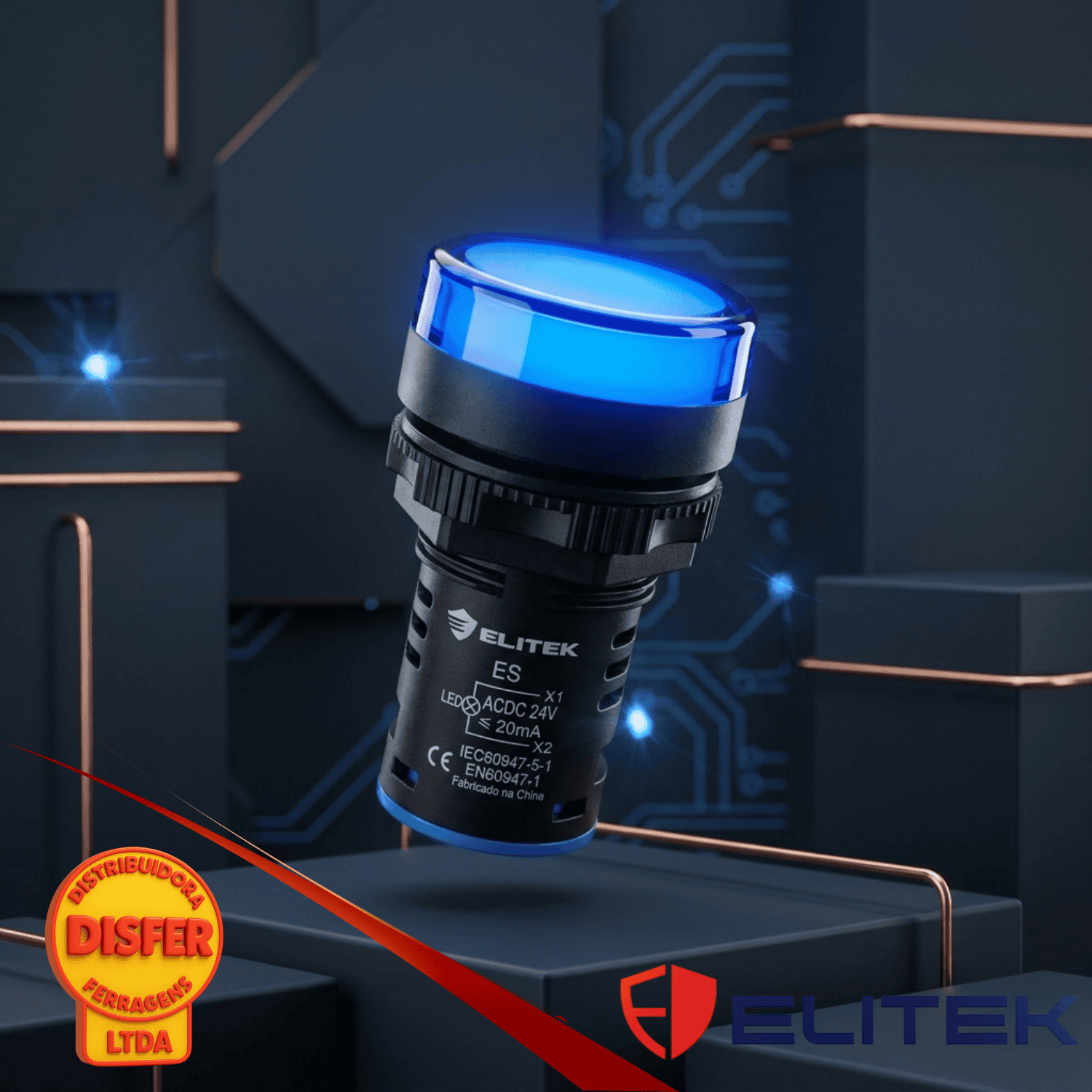 Sinaleiro 24V azul elitek-