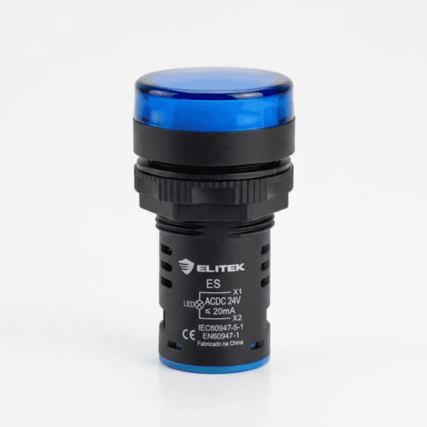 Sinaleiro LED Azul 22mm 24V para Painel Elétrico - Elitek