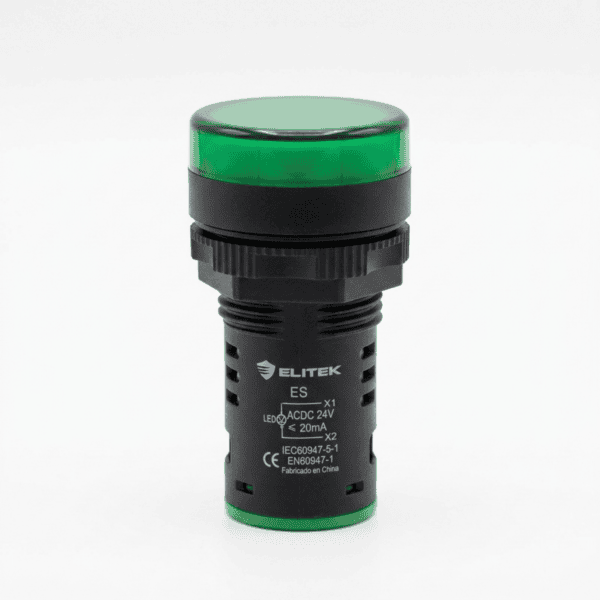 Sinaleiro LED Verde 22mm 24V para Painel Elétrico - Elitek