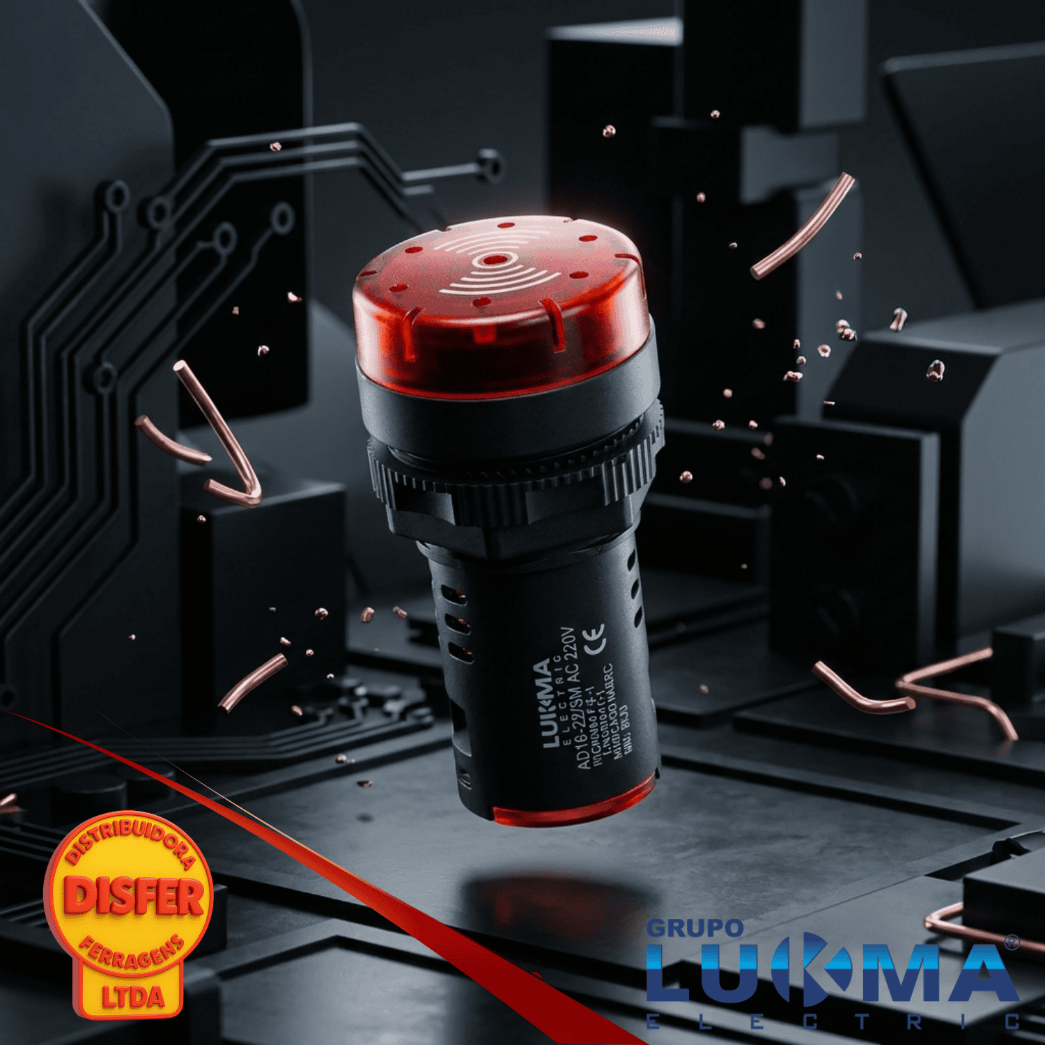Sinaleiro Sonoro 220V vermelho lukma---