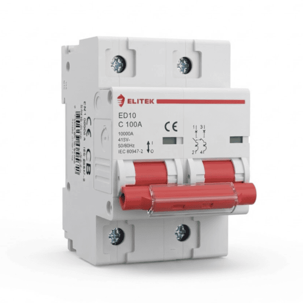 Disjuntor Bipolar DIN 100A Curva C 10kA ED10 – Elitek