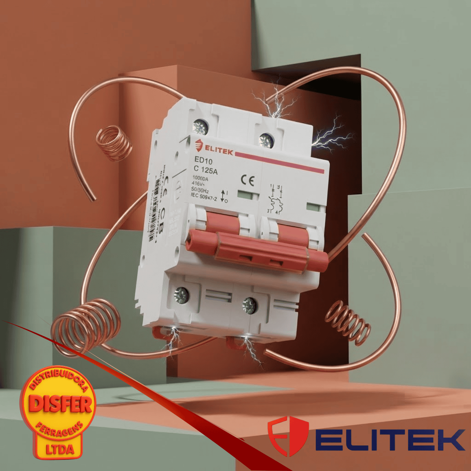 disjuntor bipolar 125A elitek-
