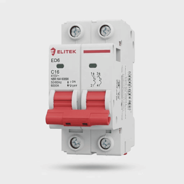 Disjuntor Bipolar DIN 16A Curva C 6kA ED6 – Elitek