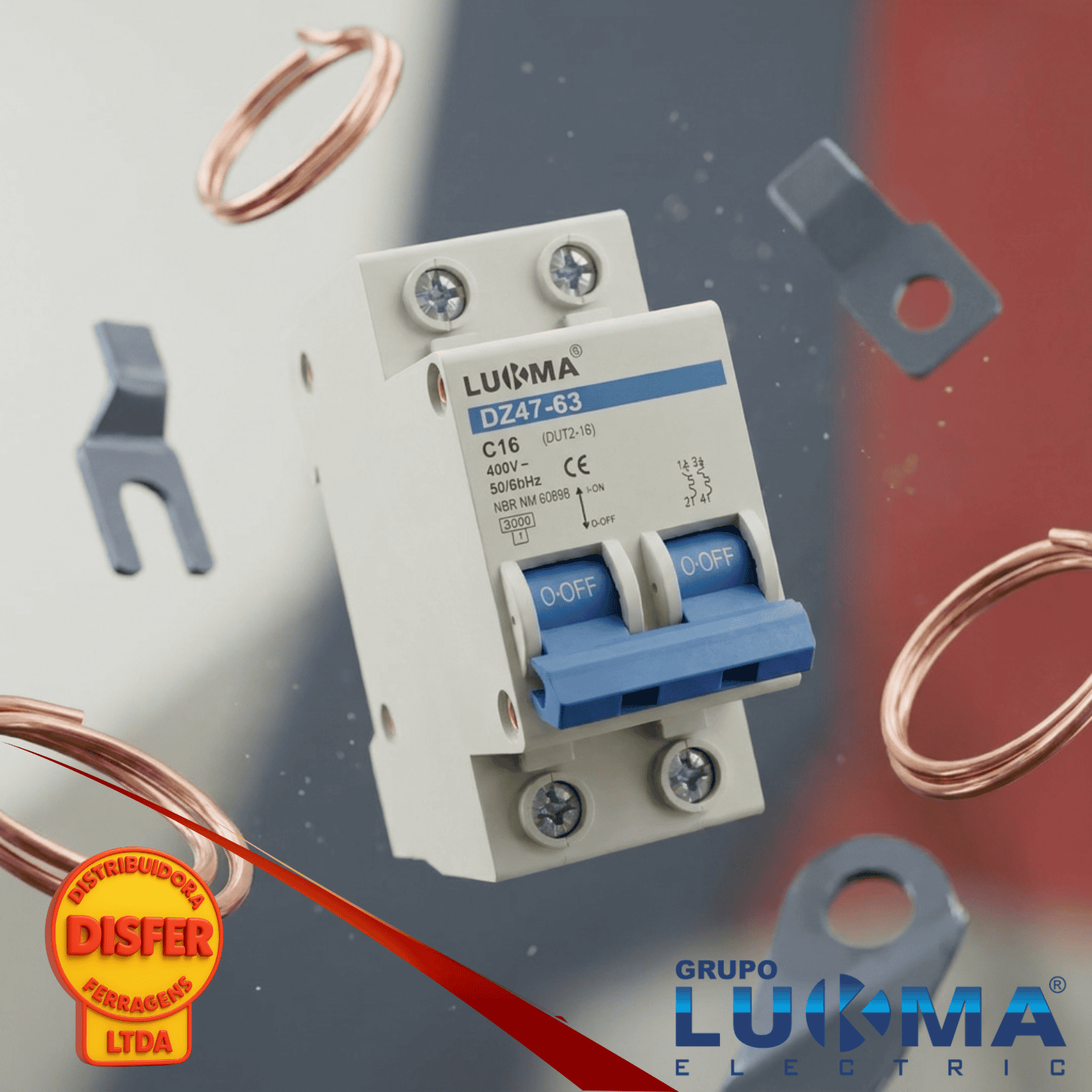 disjuntor bipolar 16A lukma--