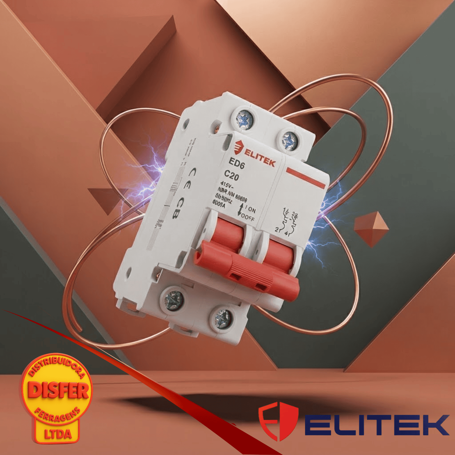disjuntor bipolar 20A elitek-