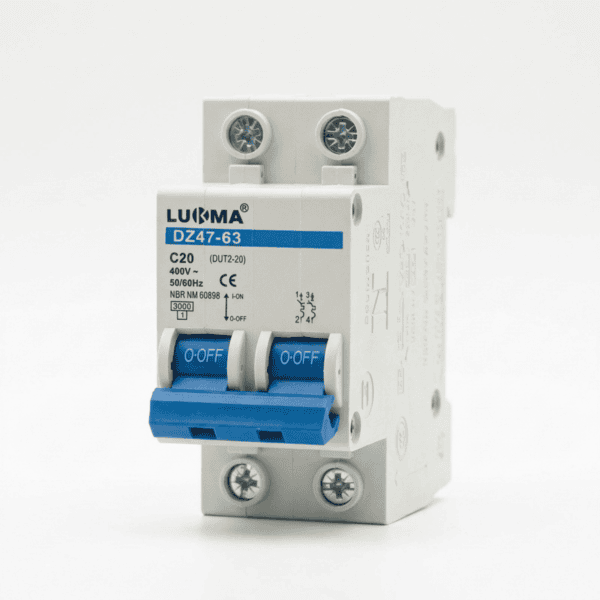 Disjuntor Bipolar DIN 20A Curva C 3kA DZ47-63 – Lukma