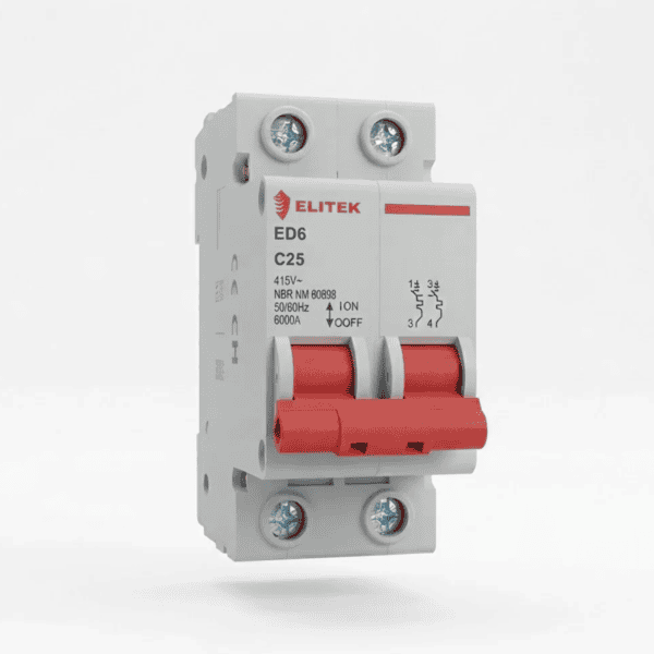 Disjuntor Bipolar DIN 25A Curva C 6kA ED6 – Elitek