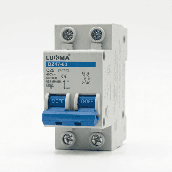 Disjuntor Bipolar DIN 25A Curva C 3kA DZ47-63 LK-25 – Lukma