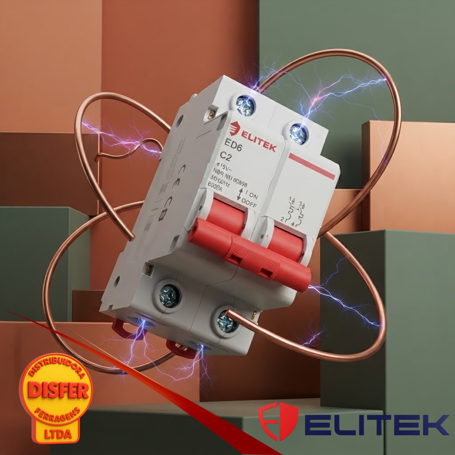 disjuntor bipolar 2A elitek-