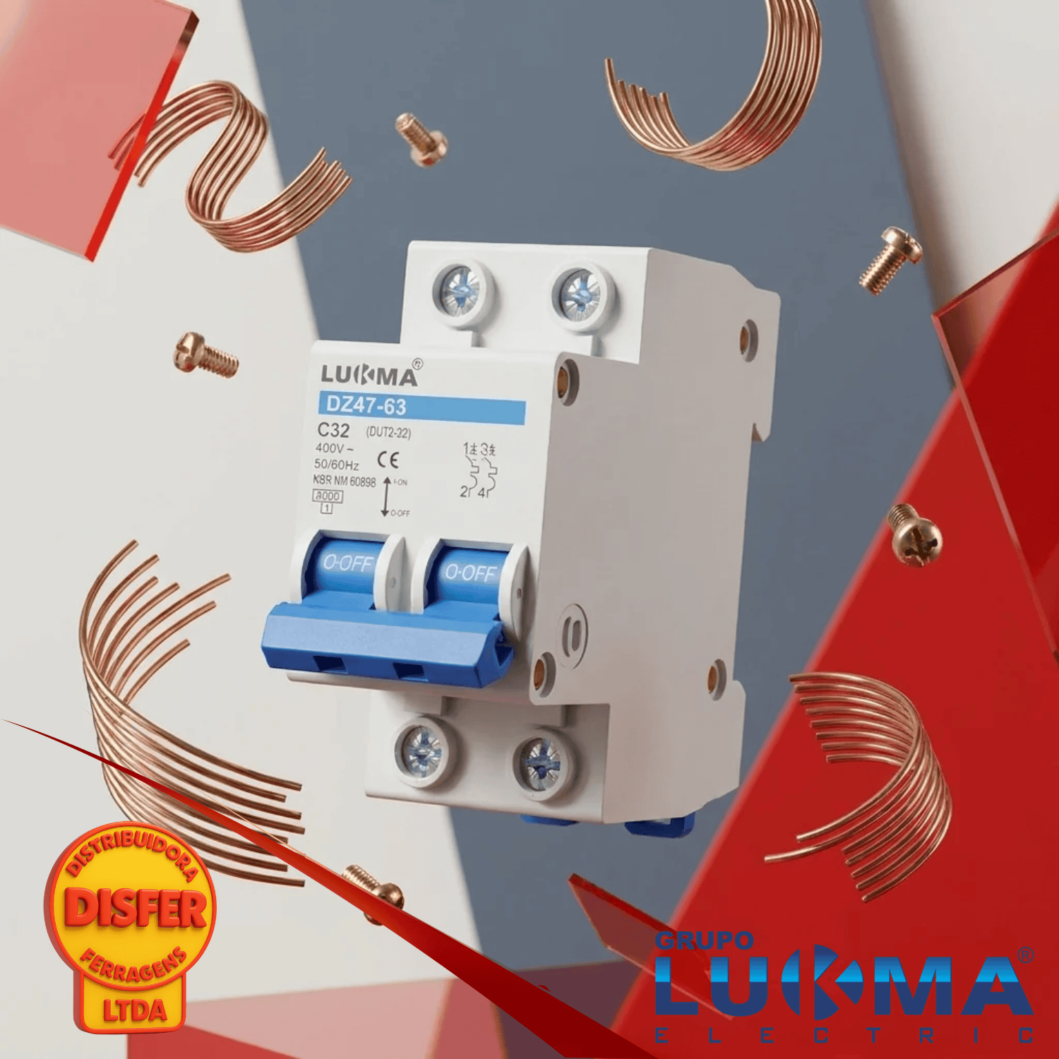 disjuntor bipolar 32A lukma-