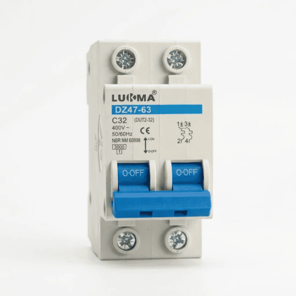 Disjuntor Bipolar DIN 32A Curva C 3kA DZ47-63 LK-32 – Lukma