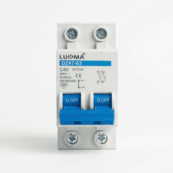 Disjuntor Bipolar DIN 40A Curva C 3kA DZ47-63 LK-40 – Lukma