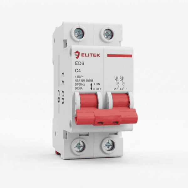 Disjuntor Bipolar DIN 4A Curva C 6kA ED6 – Elitek