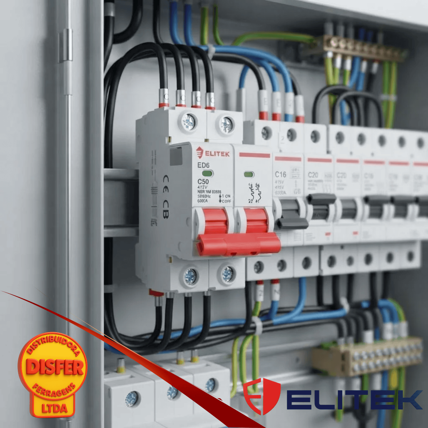 disjuntor bipolar 50A elitek--