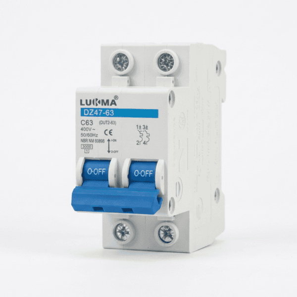 Disjuntor Bipolar DIN 63A Curva C 3kA DZ47-63 LK-63 – Lukma