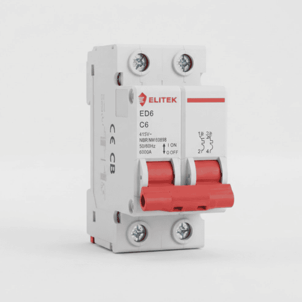 Disjuntor Bipolar DIN 6A Curva C 6kA ED6 – Elitek