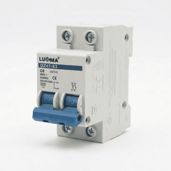 Disjuntor Bipolar DIN 6A Curva C 3kA DZ47-63 LK-6 – Lukma