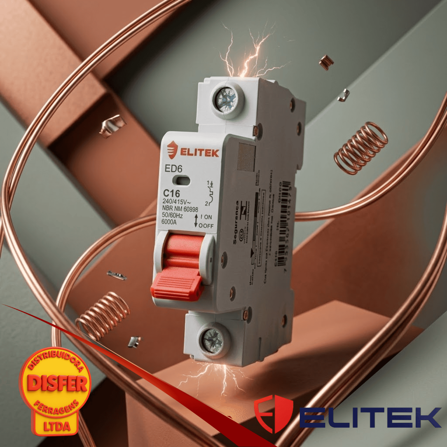 disjuntor unipolar 16a elitek-