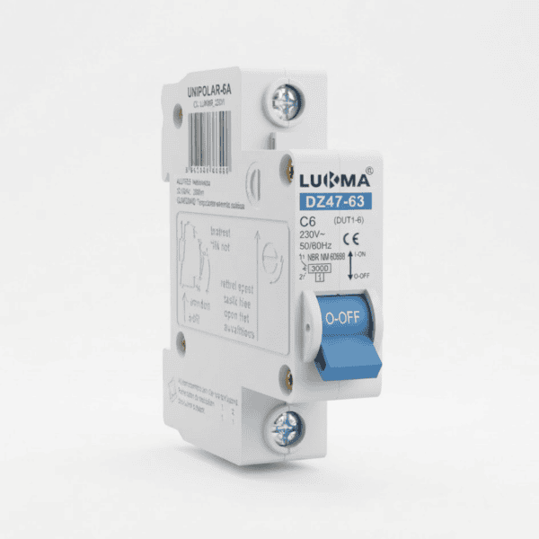 Disjuntor Unipolar DIN 6A Curva C 3kA LK-6 – Lukma
