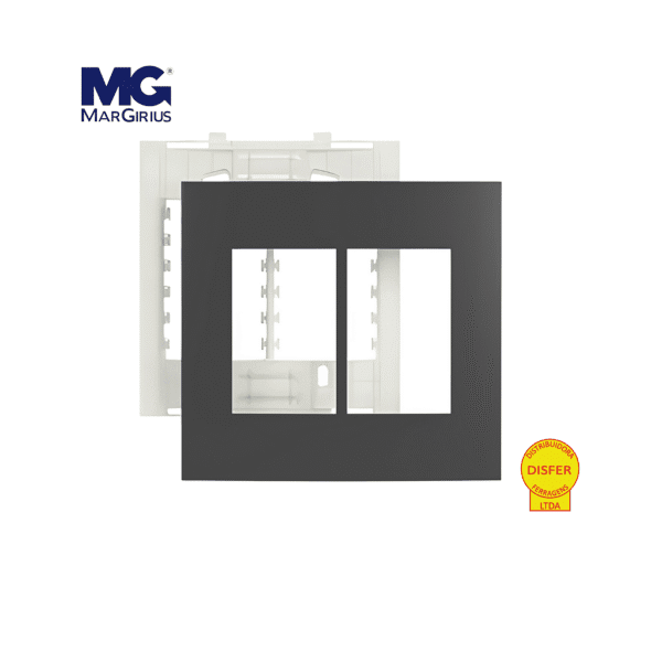 Placa 4x4 + Suporte 6 Postos Horizontais Linha Sleek Grafite - Margirius