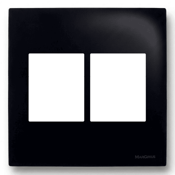 Placa 4x4 3+3 Postos Juntos com Suporte Preto Ebony – Linha Sleek – MarGirius
