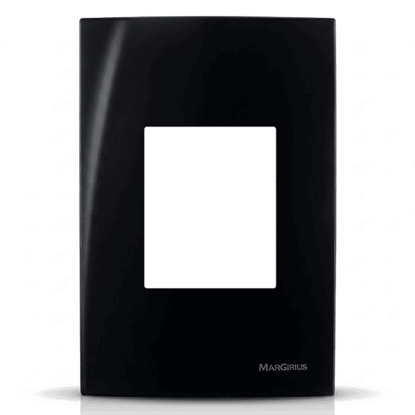 Placa 4x2 3 Postos Juntos com Suporte Preto Ebony – Linha Sleek – MarGirius