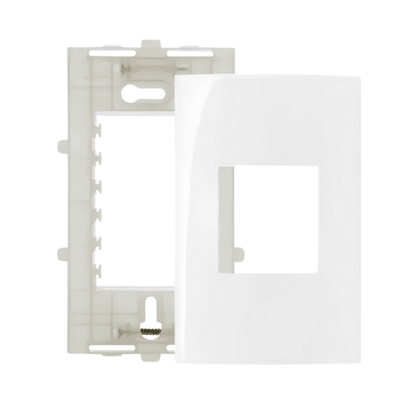 Placa 4x2 + Suporte 2 Postos Horizontais Linha Sleek Branca - Margirius