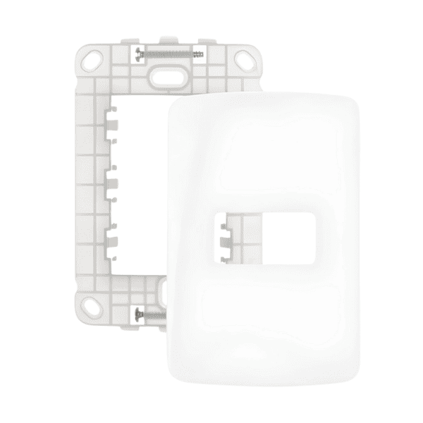 Placa 4x2 + Suporte 1 Posto Horizontal Linha B3 Branca - Margirius