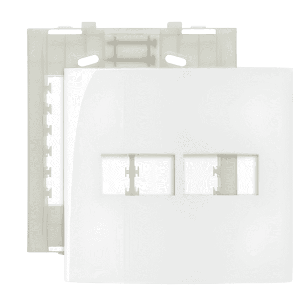 Placa 4x4 + Suporte 2 Postos Horizontais Linha Sleek Branca - Margirius