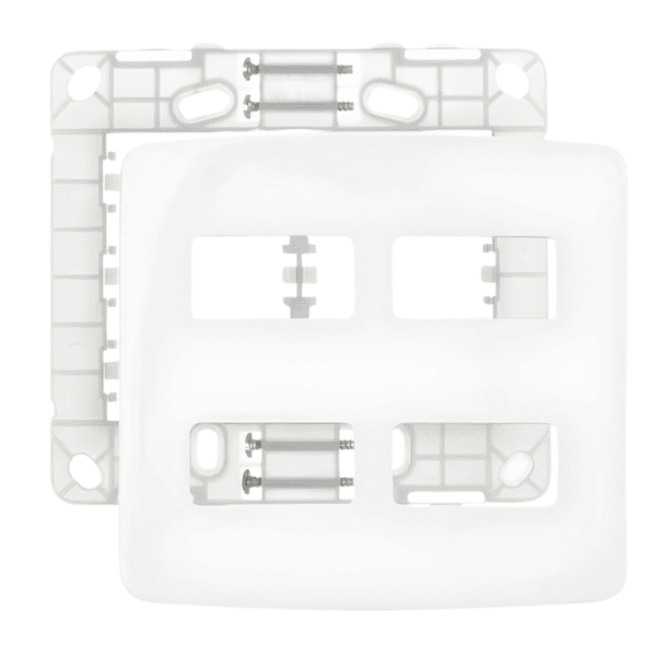 Placa 4x4 + Suporte 4 Postos Horizontais Linha B3 Branca - Margirius