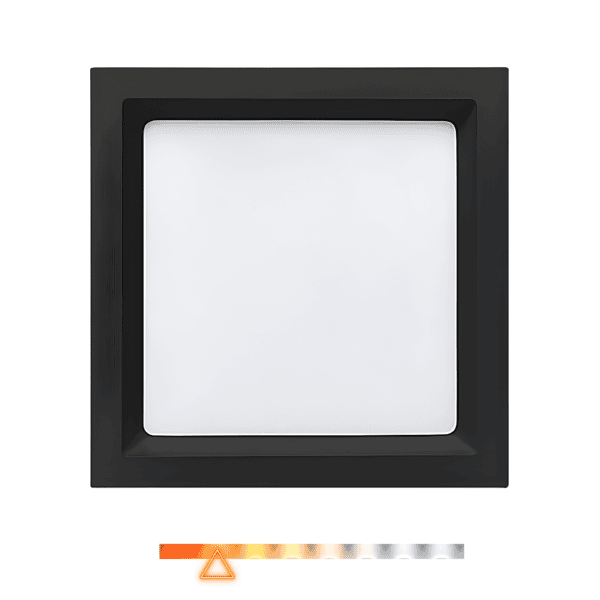 Painel LED Recuado de Sobrepor Quadrado 18W 3000K 1200lm Preto - Opus OPS 87340