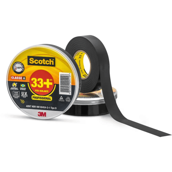 Fita Isolante Profissional 33+ 19mmx20m Preta -3M Scoth