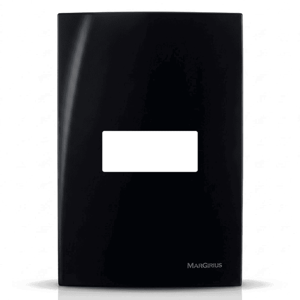 Placa 4x2 1 Posto Horizontal com Suporte Preto Ebony – Linha Sleek – MarGirius