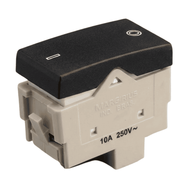 Módulo Interruptor Bipolar Simples 10A Ebony – Linha Clean – MarGirius
