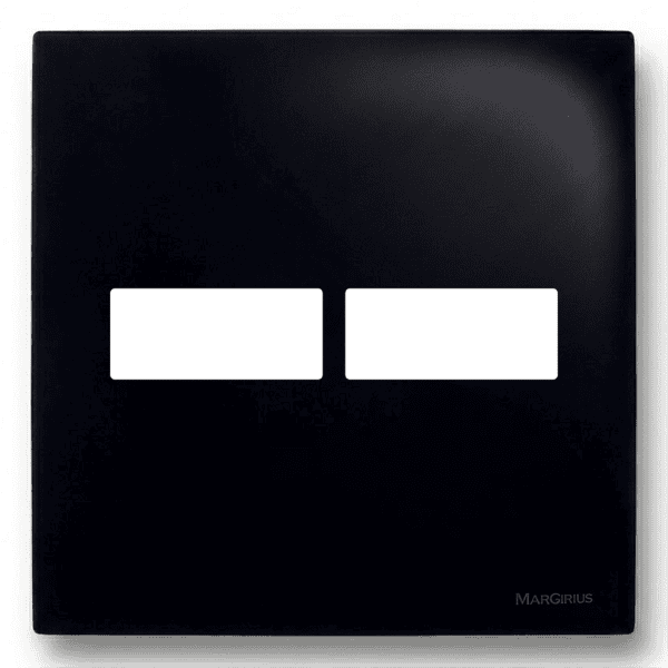 Placa 4x4 2 Postos Horizontais com Suporte Preto Ebony – Linha Sleek – MarGirius