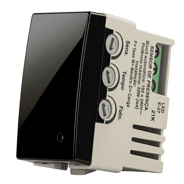 Módulo Sensor de Presença Micromodular Bivolt Preto Ebony – Linha Sleek – MarGirius
